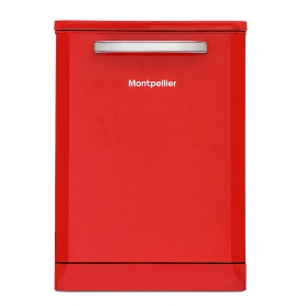 Montpellier MAB600R Retro Full Size Dishwasher In Red - 2