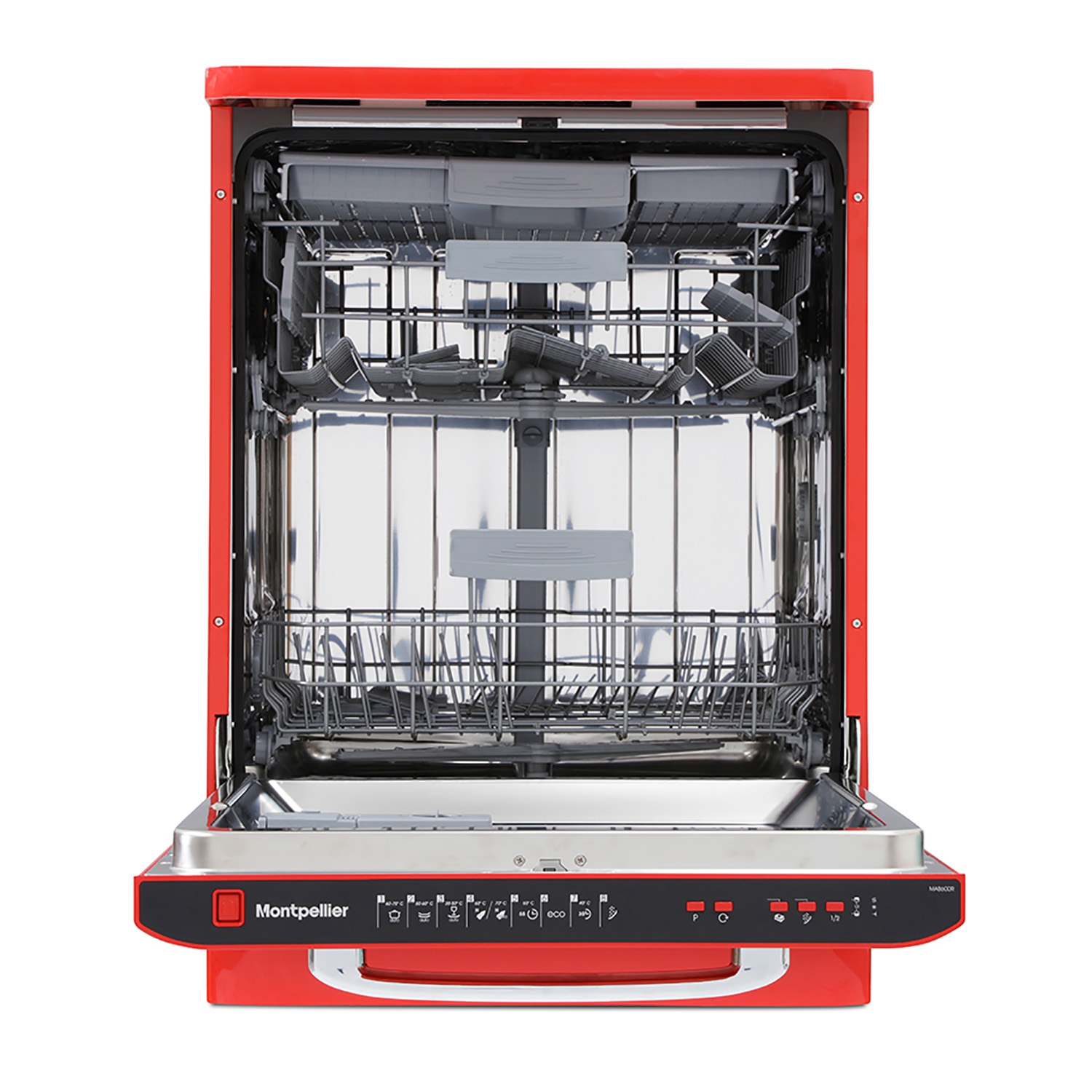 Montpellier MAB600R Retro Full Size Dishwasher In Red - 0
